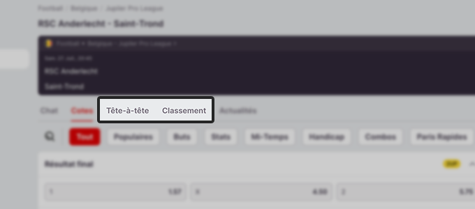 Outils Paris Statistiques H2H Classement
