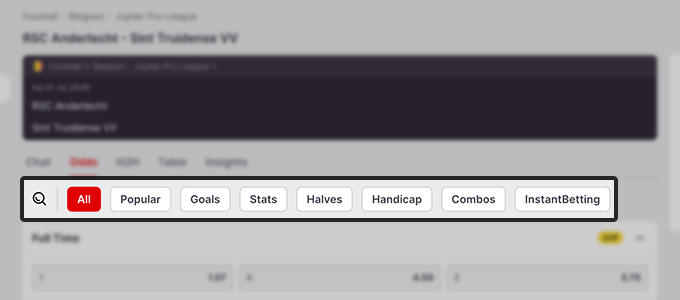 Search Filters Sports Betting