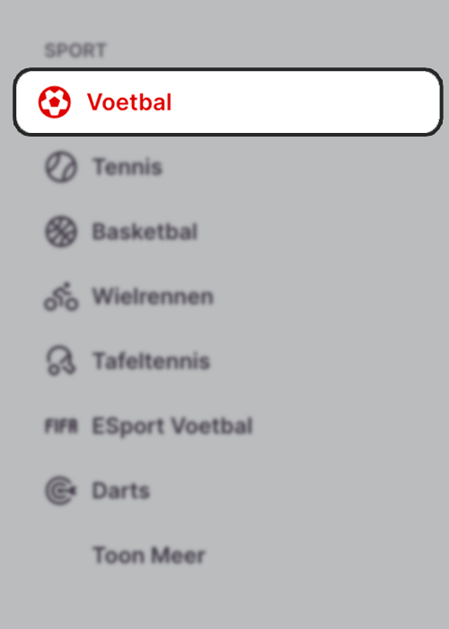 voetbalwedden sport selecteren