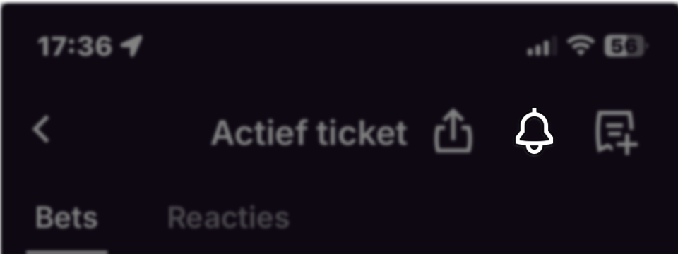 Vink het belletje aan in de app om meldingen te krijgen van het verloop van de match